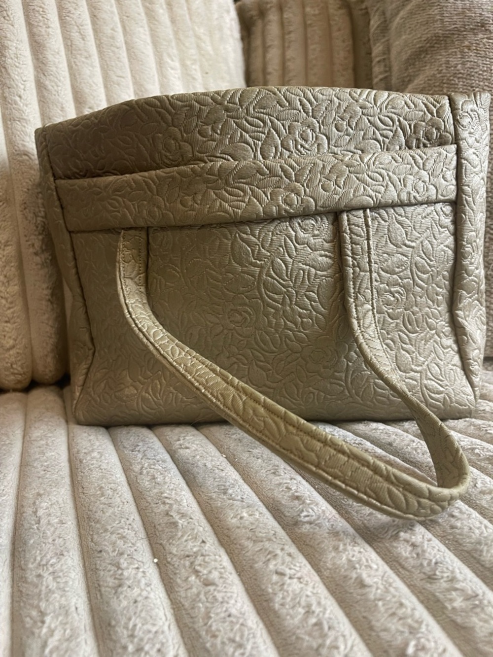 A Classy Chic Boutique Embossed Floral Tote in Metallic Champagne - Picture 3 of 4